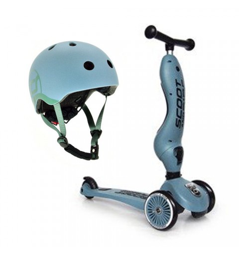 Scoot and Ride Highwaykick 1 - 2w1 Jeździk / Hulajnoga 1-5 Lat zestaw z kaskiem XXS | Steel